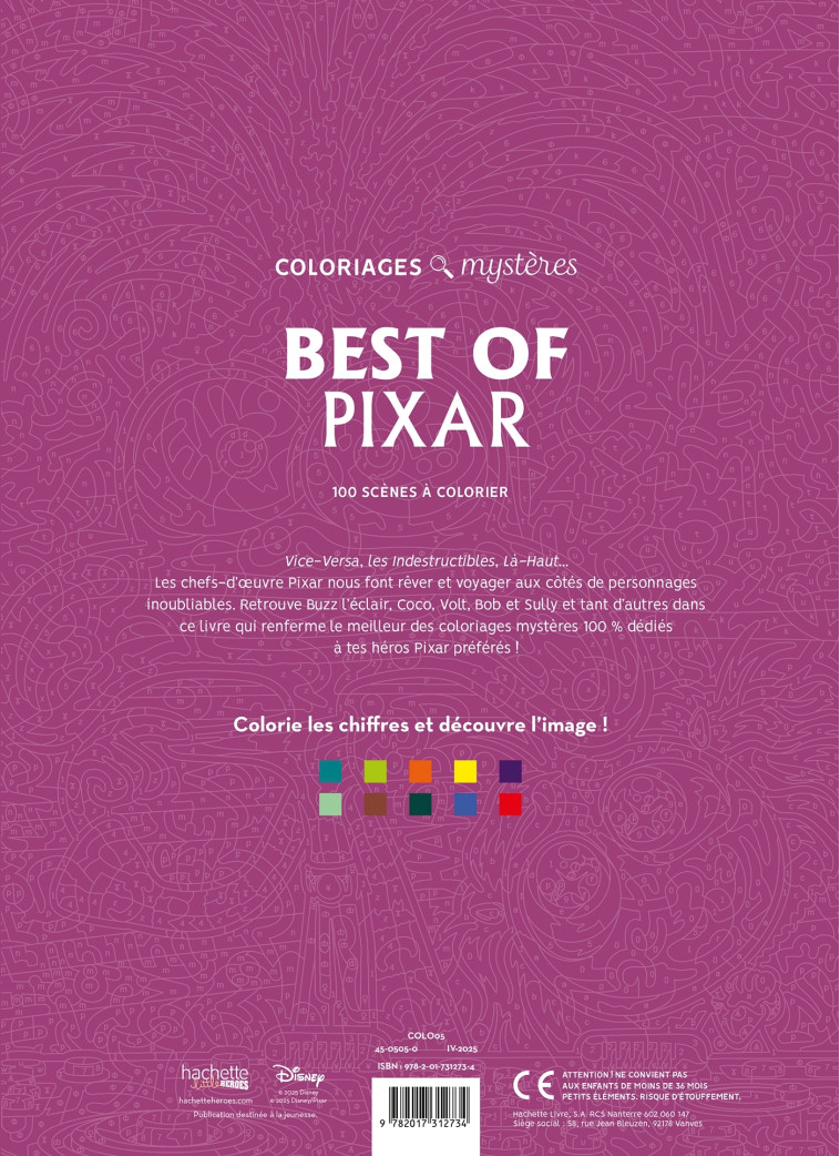 Coloriages mystères Disney - Best of Pixar -  - HACHETTE HEROES